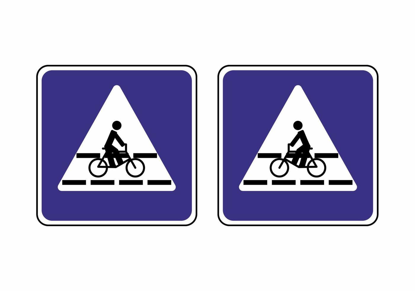 Traffic signs for cyclists set. Bicycle lane sign of the direction of movement. Sign indicating the rule. Route for pedal bikes square template. Vector illustration in flat style.