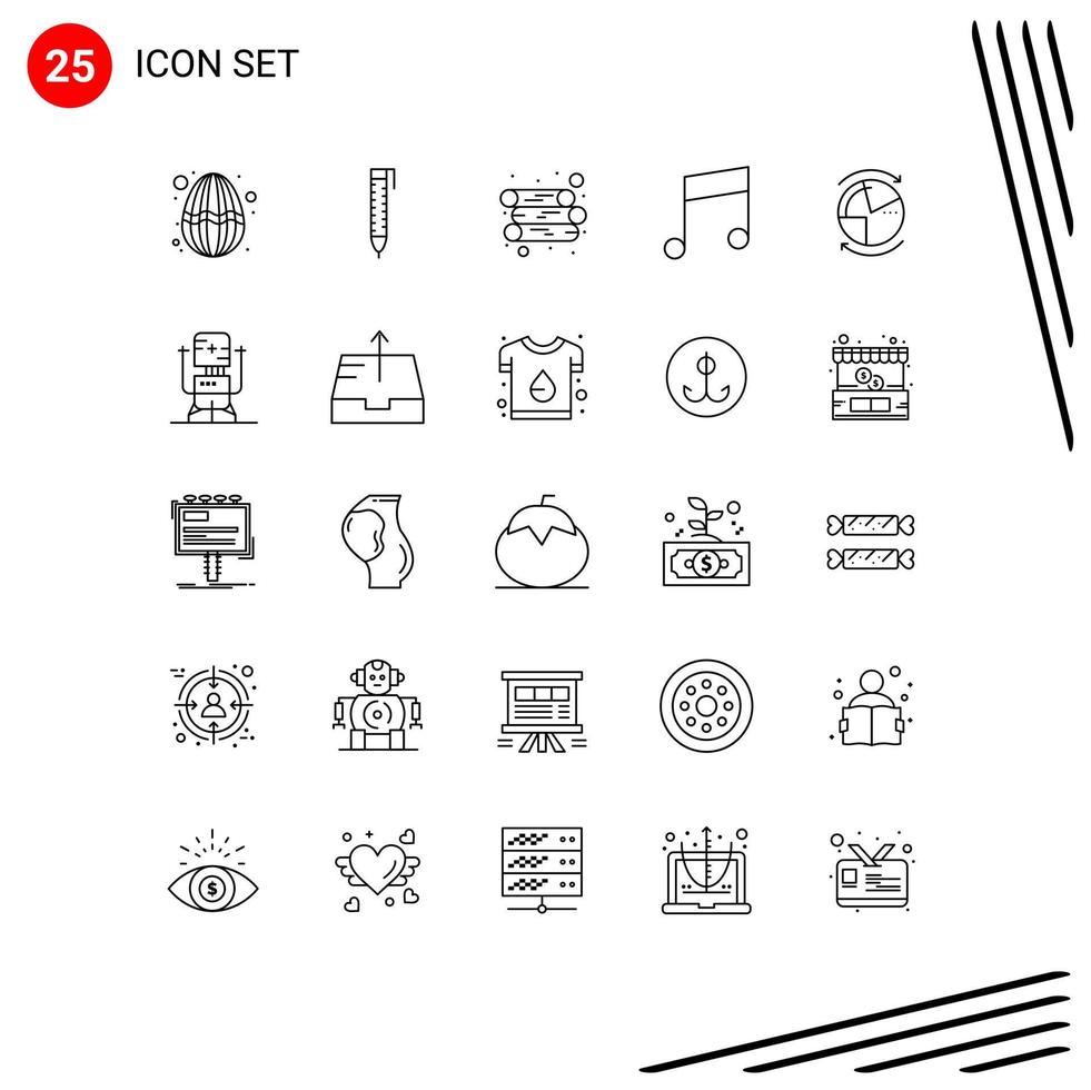 Stock Vector Icon Pack of 25 Line Signs and Symbols for server graph log database note Editable Vector Design Elements