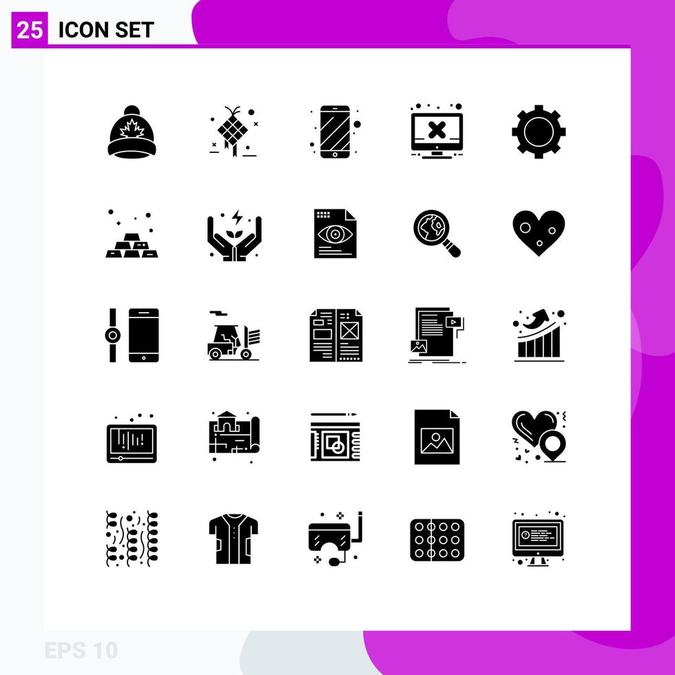 Group of 25 Solid Glyphs Signs and Symbols for devices screen hanging hardware electronic Editable Vector Design Elements