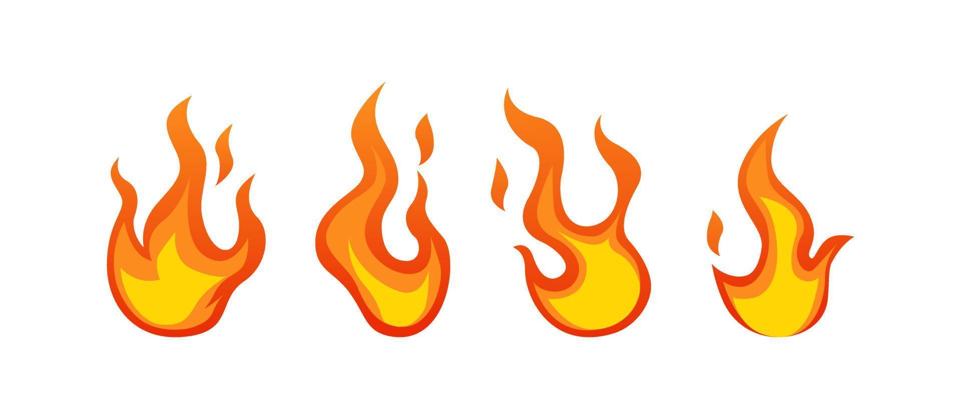 set fire illustrations isolated white background vector