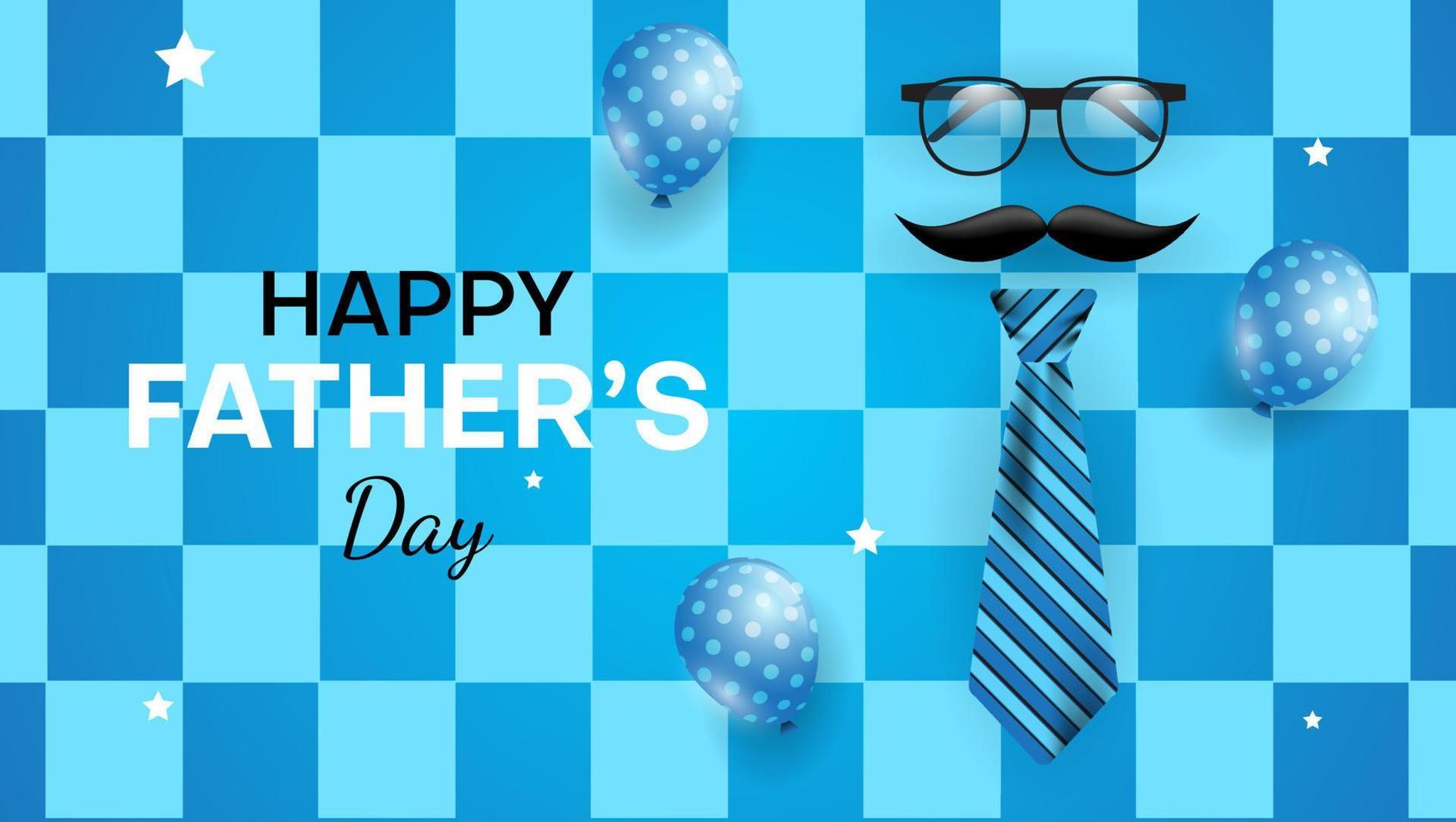 Happy Father's day background with mustache, tie and glasses. suitable for greeting card, poster, banner, etc. vector illustration