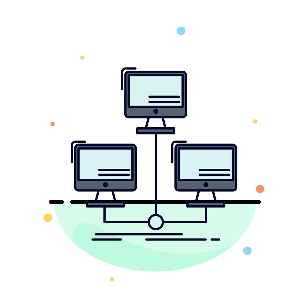 database distributed connection network computer Flat Color Icon Vector