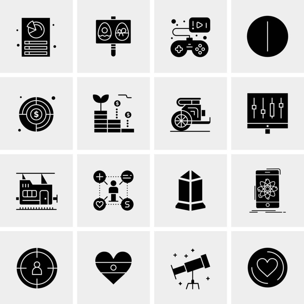 16 iconos de negocios universales vector ilustración de icono creativo para usar en proyectos relacionados con la web y dispositivos móviles