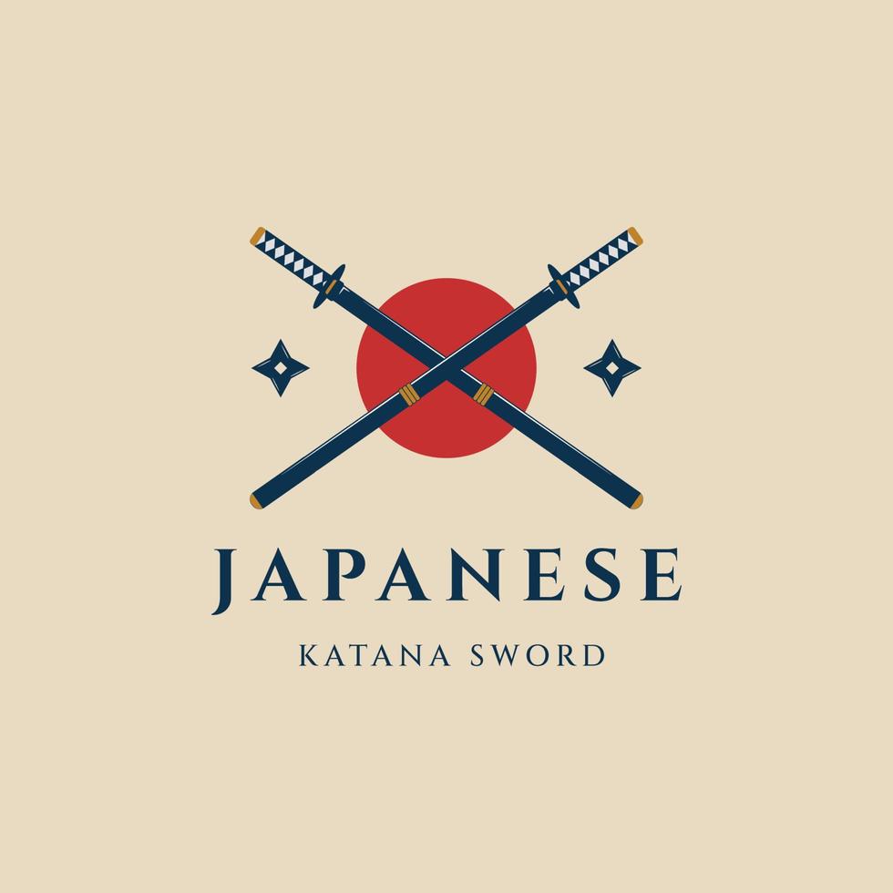 katana sword japanese  logo vintage vector illustration design
