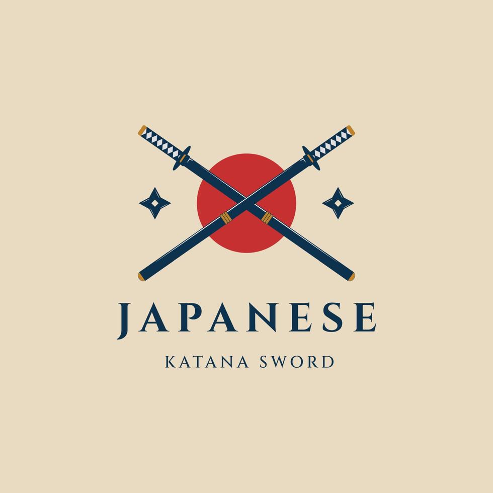 katana sword japanese  logo vintage vector illustration design