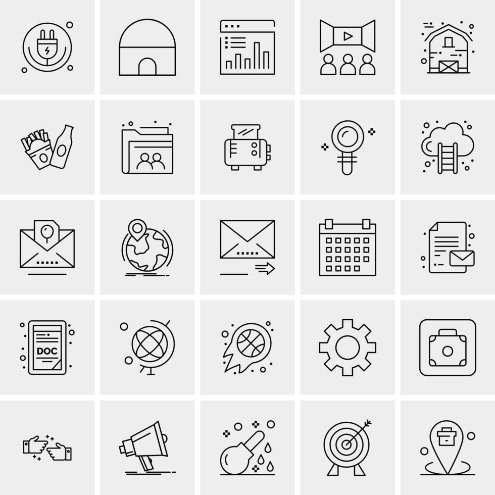 25 iconos de negocios universales vector ilustración de icono creativo para usar en proyectos relacionados con la web y dispositivos móviles