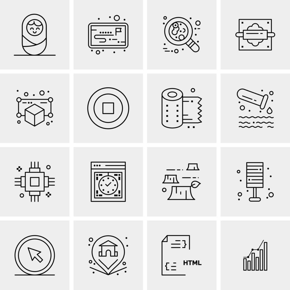 16 iconos universales de negocios vector ilustración de icono creativo para usar en proyectos relacionados con la web y dispositivos móviles