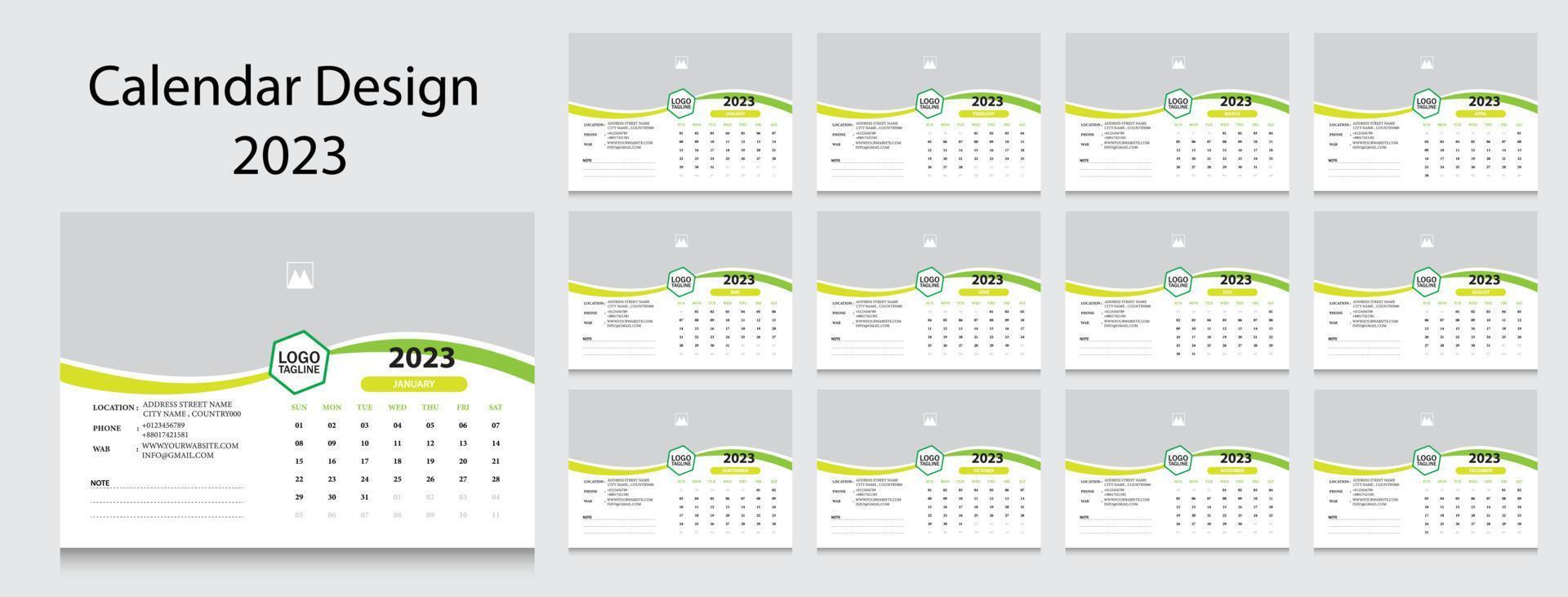 2023 new year clean calendar template vector