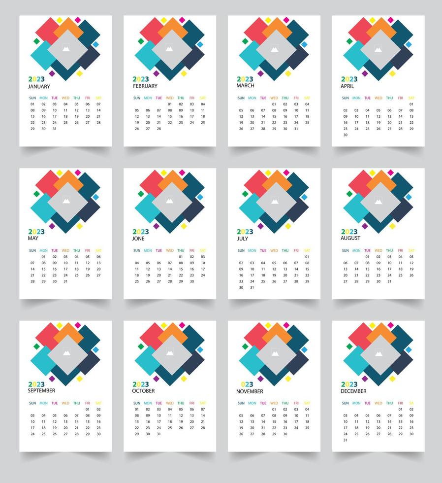 plantilla de calendario limpio de año nuevo 2023 vector