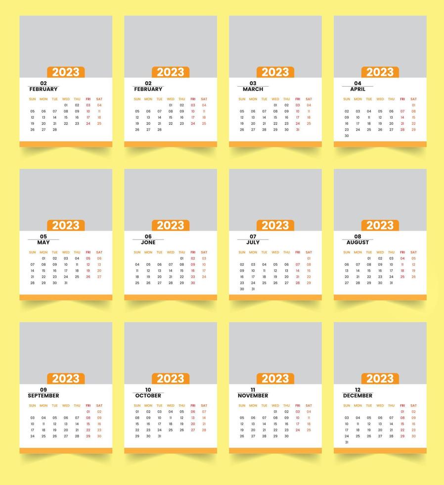 2023 new year clean calendar template vector