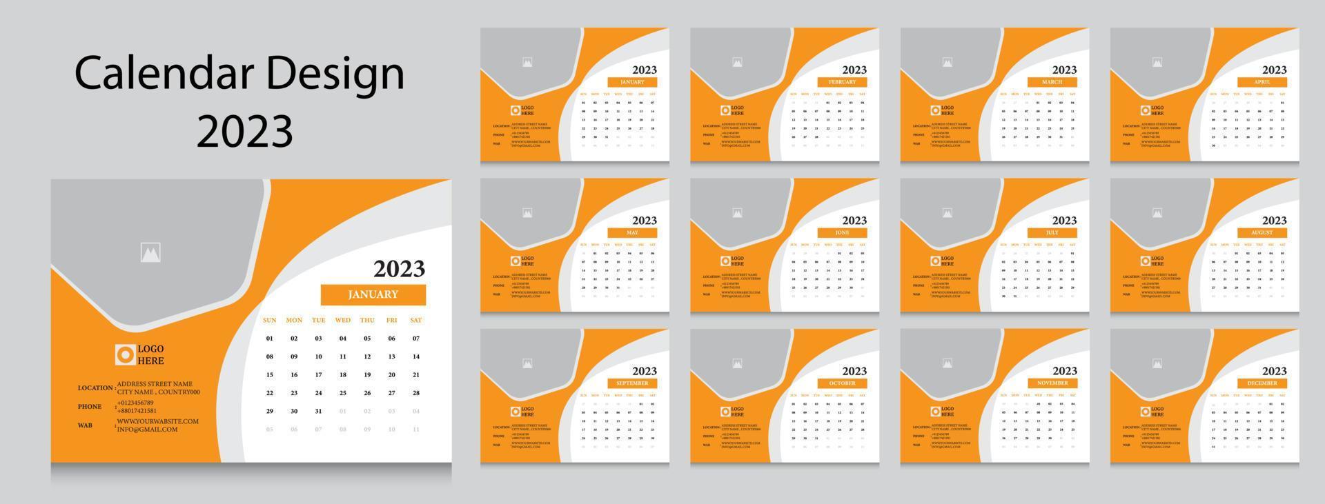 2023 new year clean calendar template vector