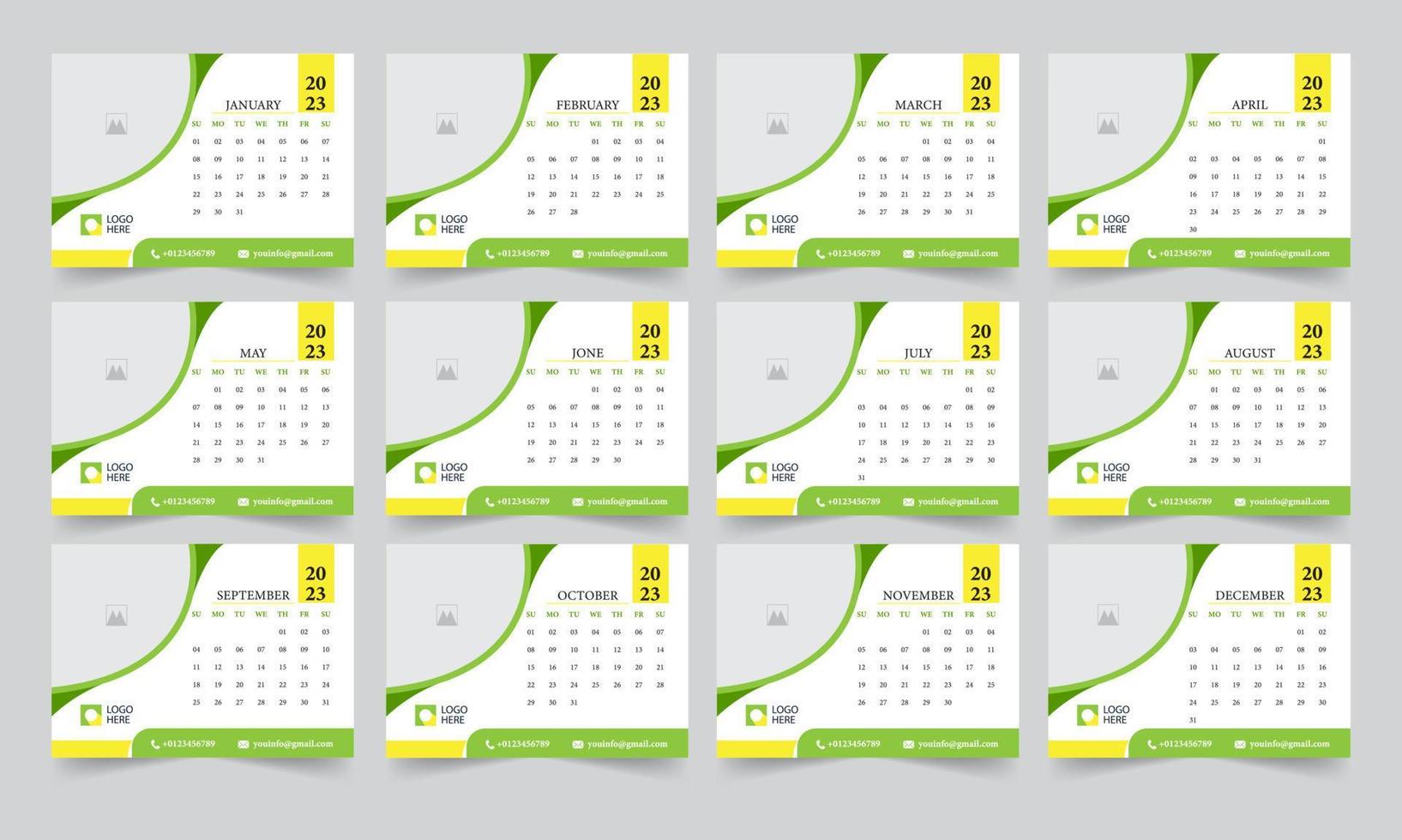 2023 new year clean calendar template vector