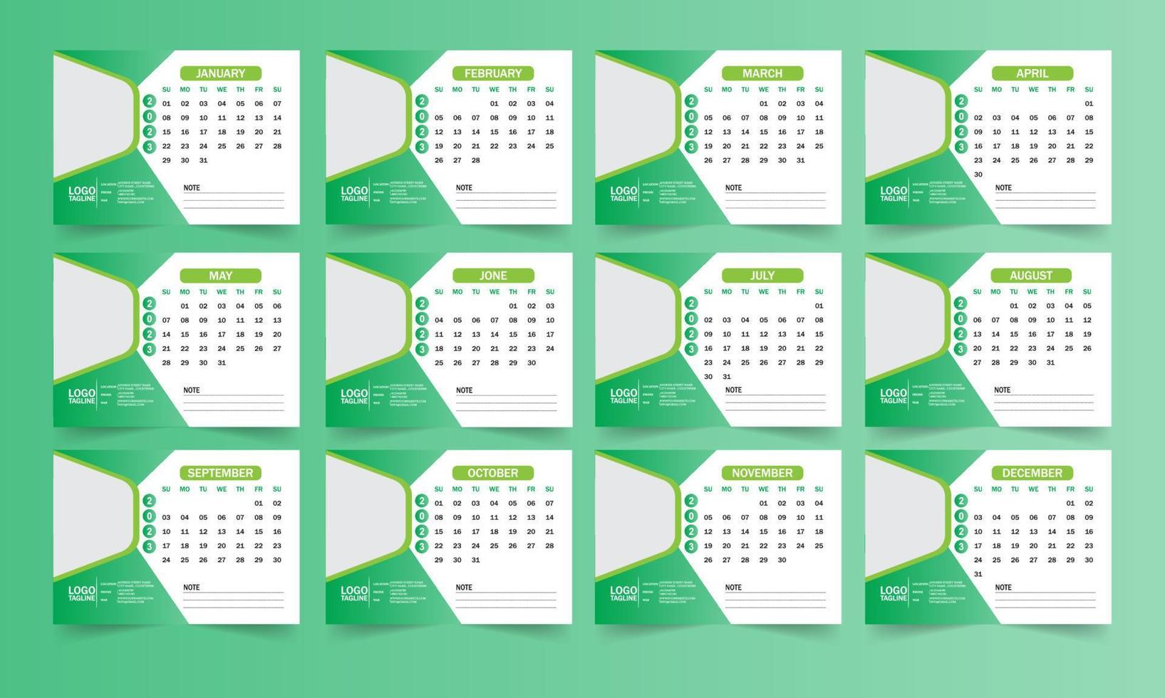 plantilla de calendario limpio de año nuevo 2023 vector