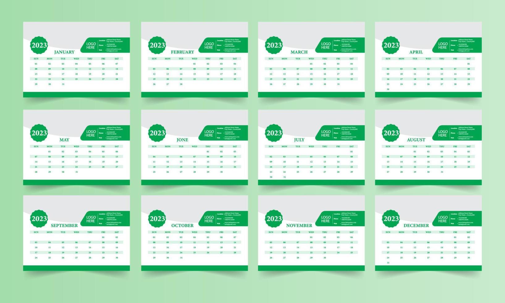 2023 new year clean calendar template vector