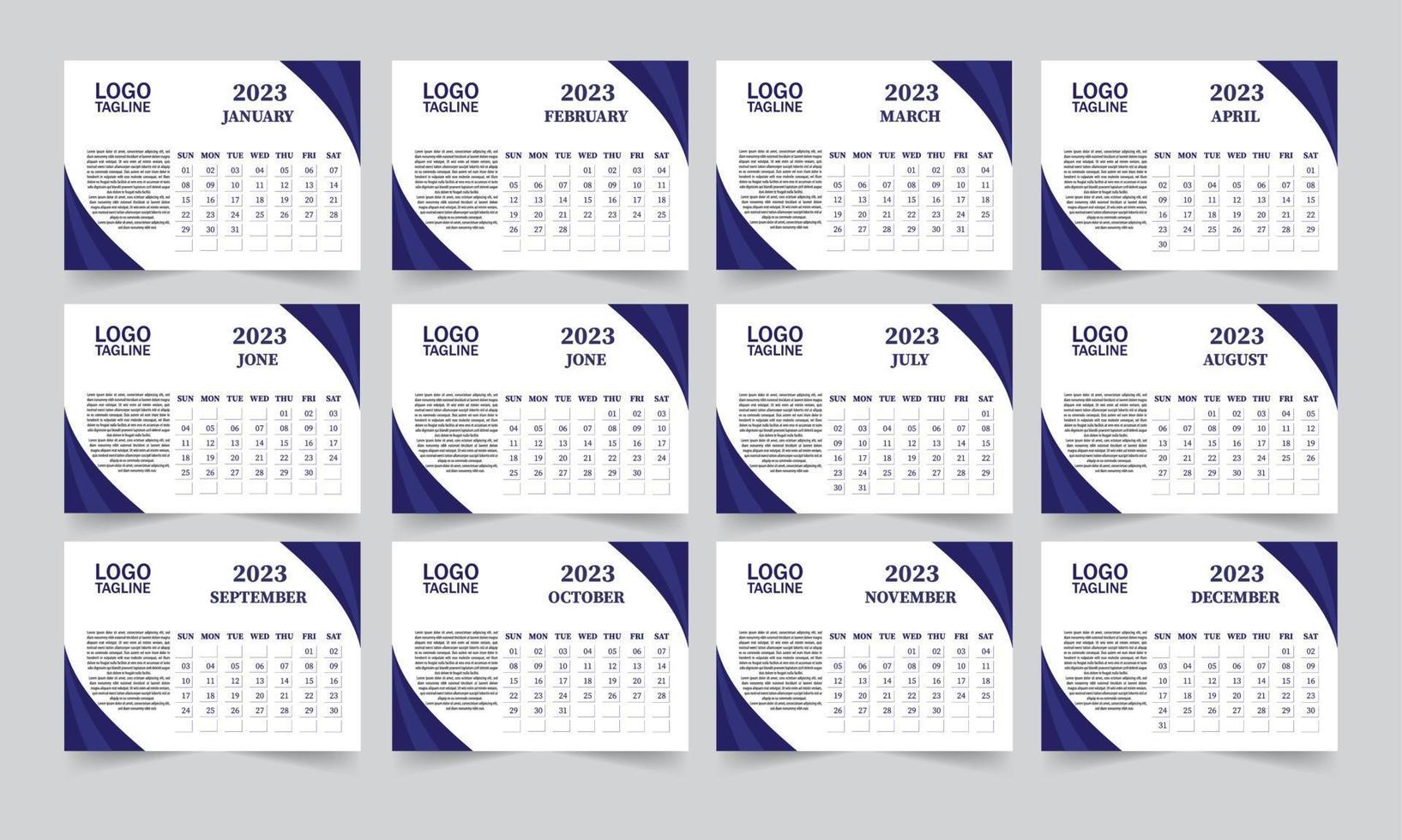 2023 new year clean calendar template vector