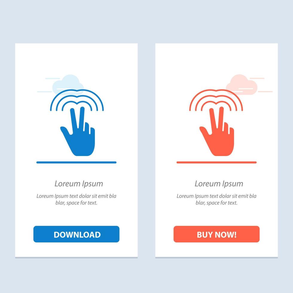 Double Gestures Hand Tab  Blue and Red Download and Buy Now web Widget Card Template vector