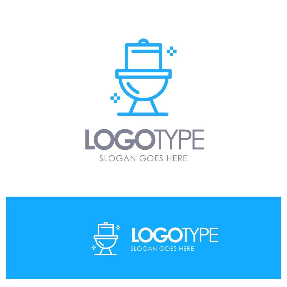 Bathroom Cleaning Toilet Washroom Blue outLine Logo with place for tagline vector