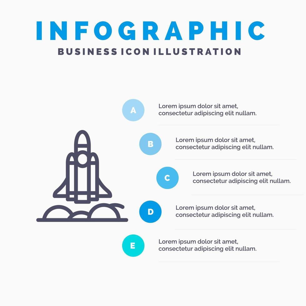 Unicorn Startup Business Rocket Startup Line icon with 5 steps presentation infographics Background vector
