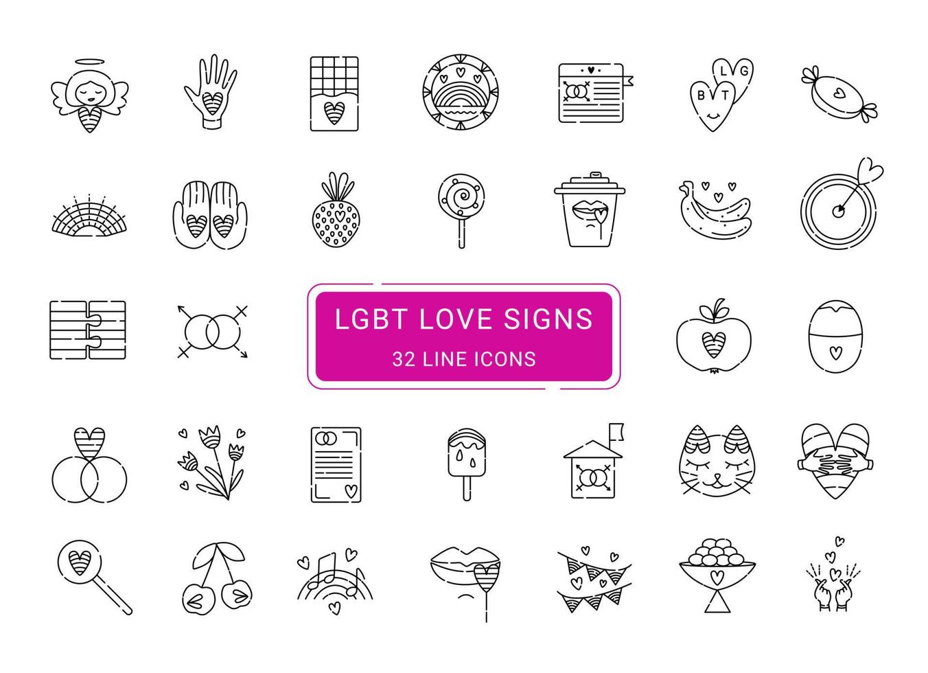 Unconventional sexual orientation, 32 symbols of love vector