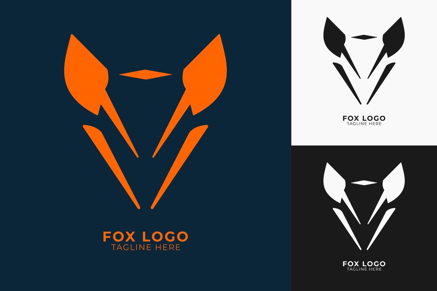 Fox logo minimalist design. modern shape unique head fox logo design vector