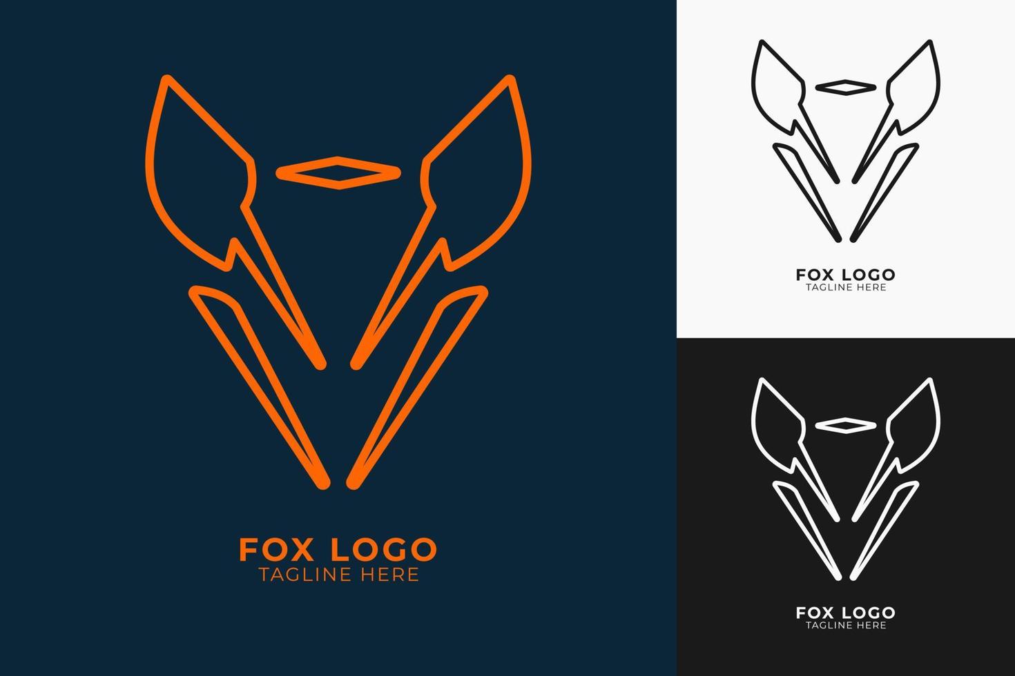 Fox logo minimalist design. modern shape unique head fox logo design vector