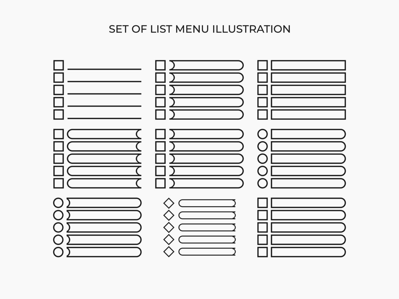 set of list menu illustration. task list vector