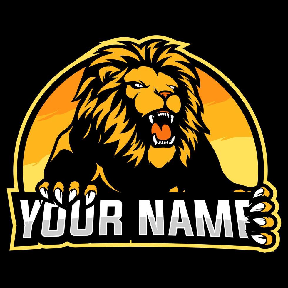 A large male lion with a long mane roars furiously while holding large writing and sharp claws vector