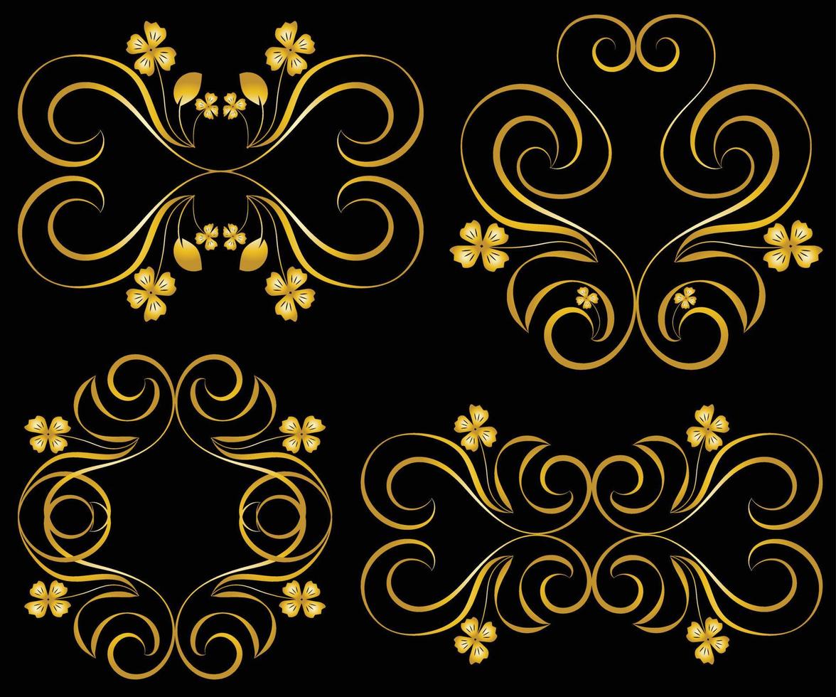Decorative frame Elegant vector element for design in Eastern style, place for text. Beautiful floral golden border. Lace illustration for invitations, greeting cards and T Shirt design.