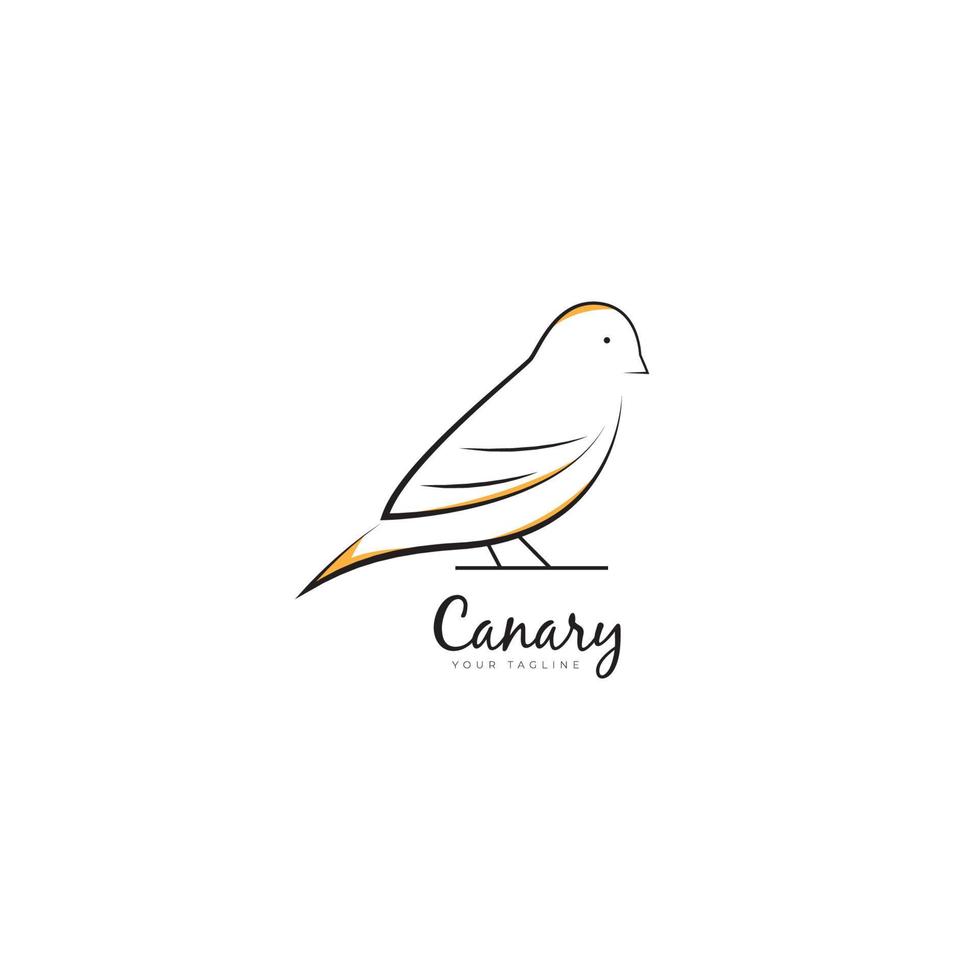 canary bird with line art logo design vector icon illustration