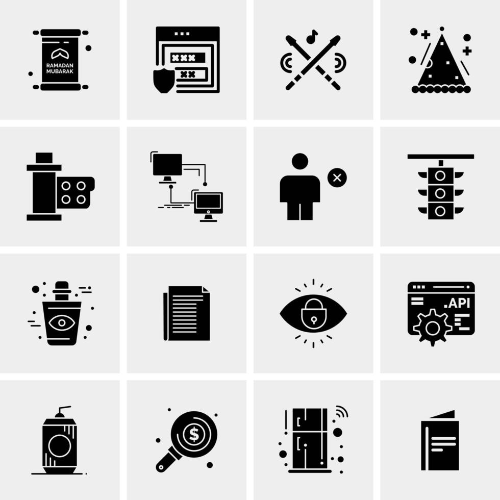 16 iconos de negocios universales vector ilustración de icono creativo para usar en proyectos relacionados con la web y dispositivos móviles