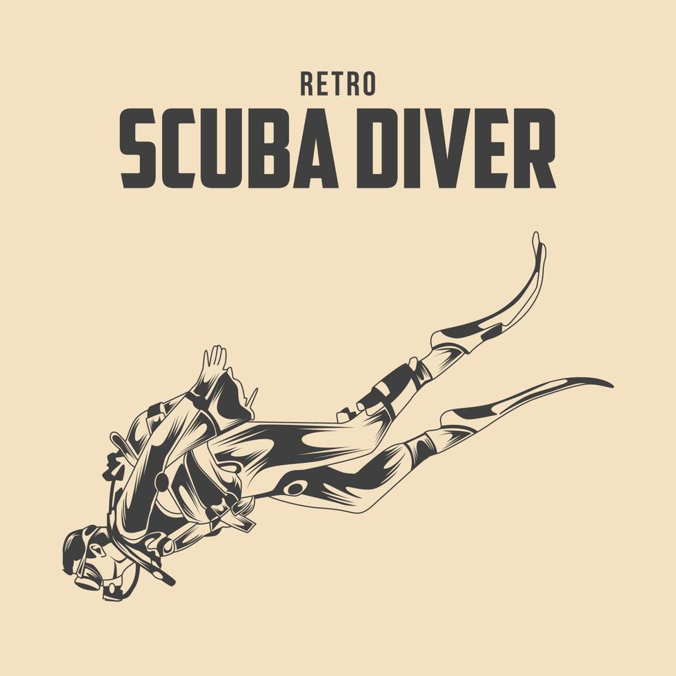 Retro Scuba Diver Vector Illustration
