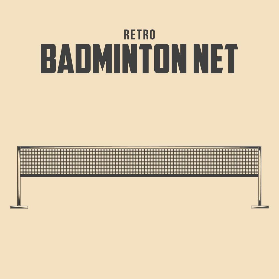 Ilustración de vector de red de bádminton retro