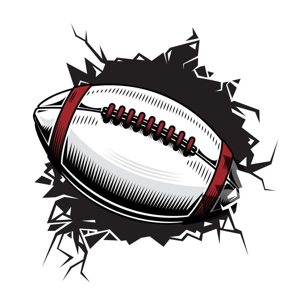 american football cracked wall. football club graphic design logos or icons. vector illustration.