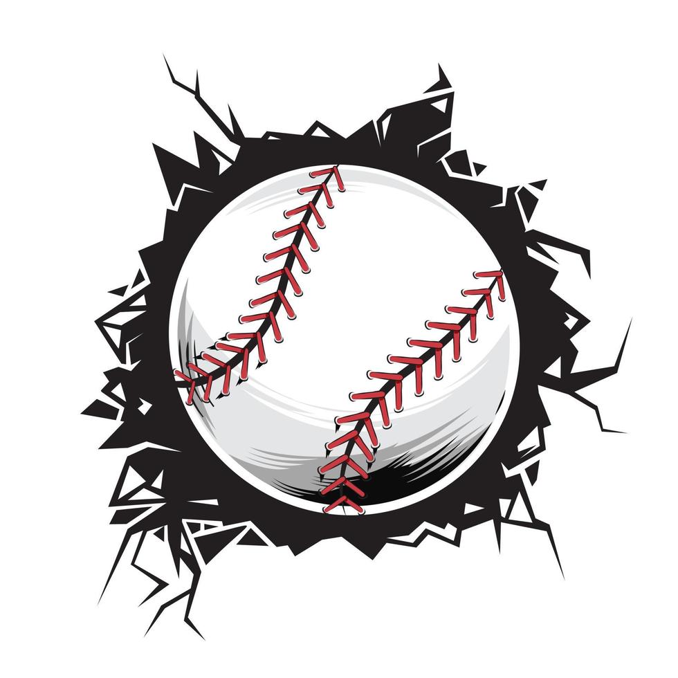 baseball cracked wall. baseball club graphic design logos or icons. vector illustration.