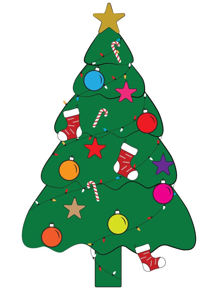christmas tree with decorations vector