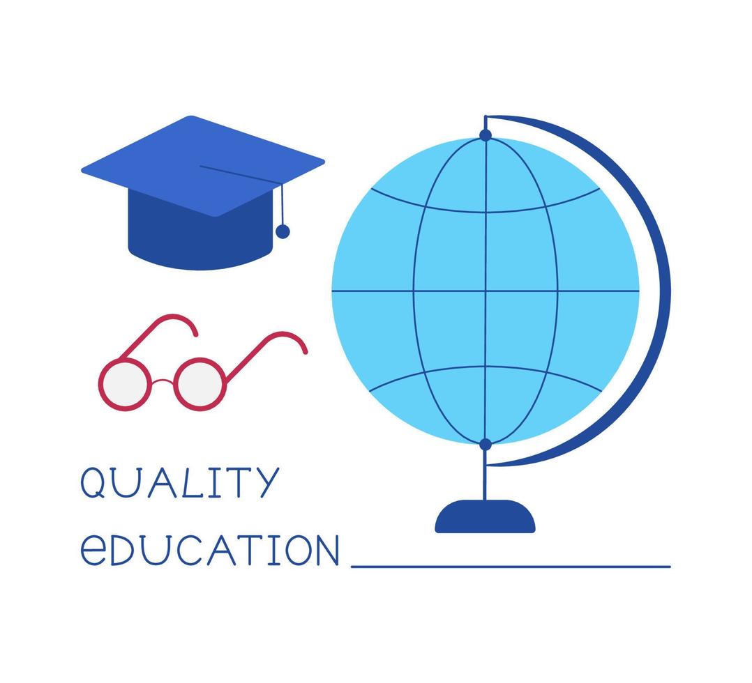 High quality education around world, vector bright illustration on white background