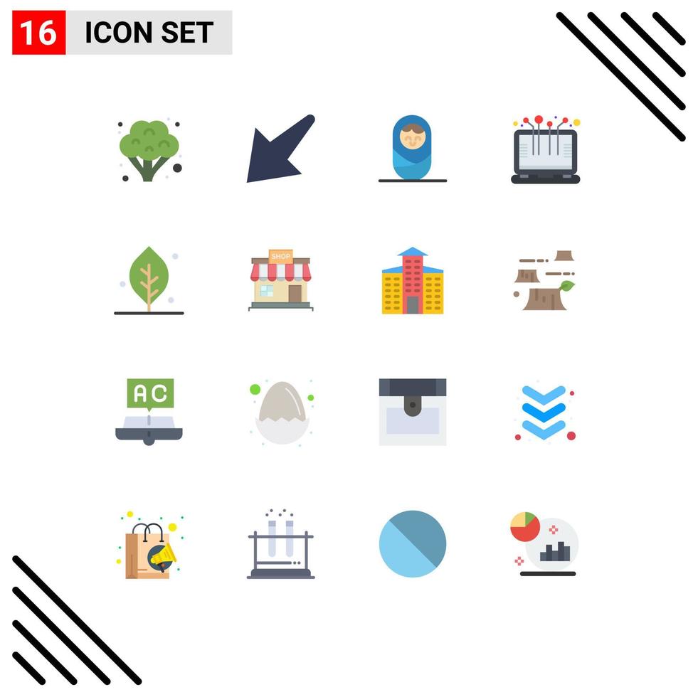 Universal Icon Symbols Group of 16 Modern Flat Colors of store spring smart technology nature ecology Editable Pack of Creative Vector Design Elements