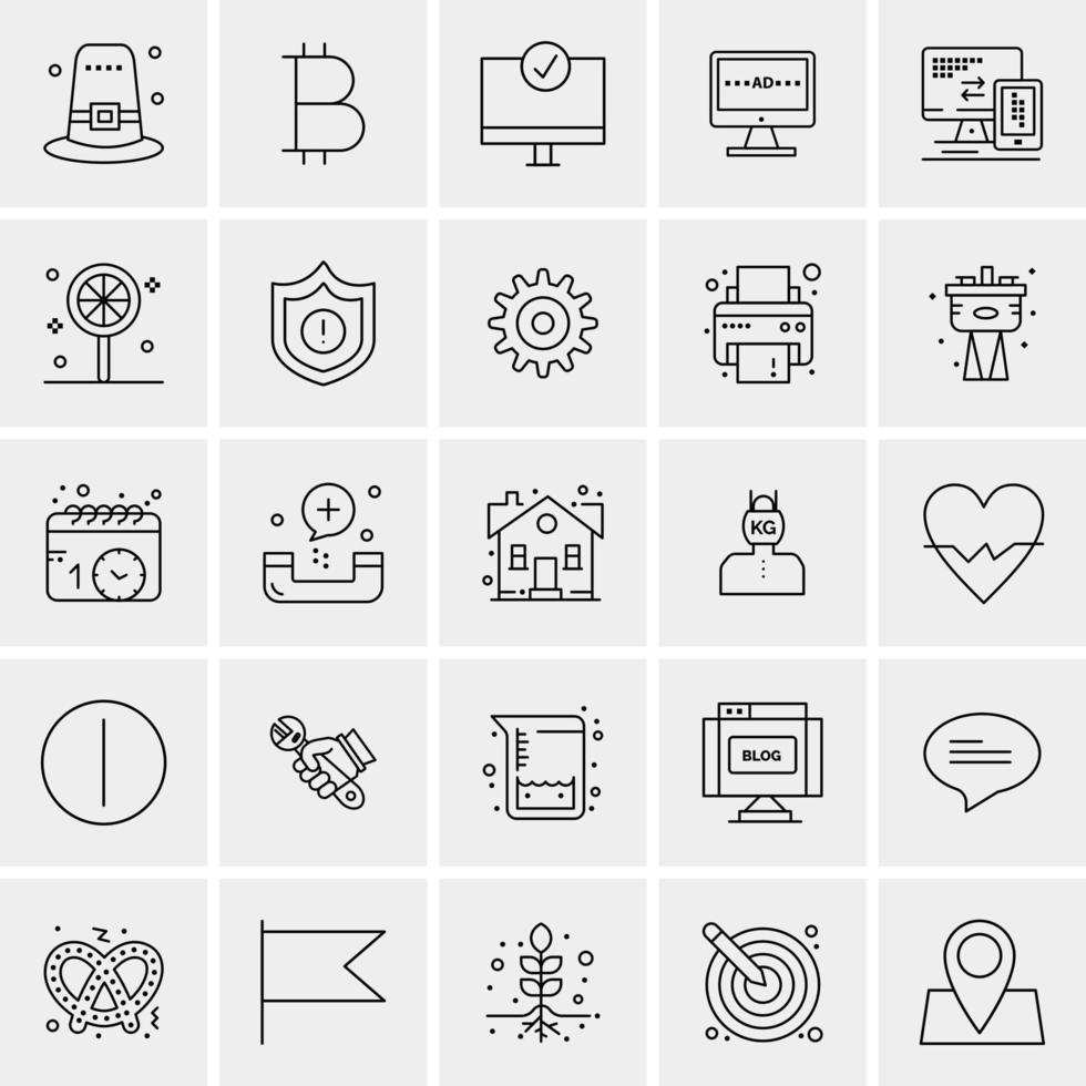 25 iconos de negocios universales vector ilustración de icono creativo para usar en proyectos relacionados con la web y dispositivos móviles