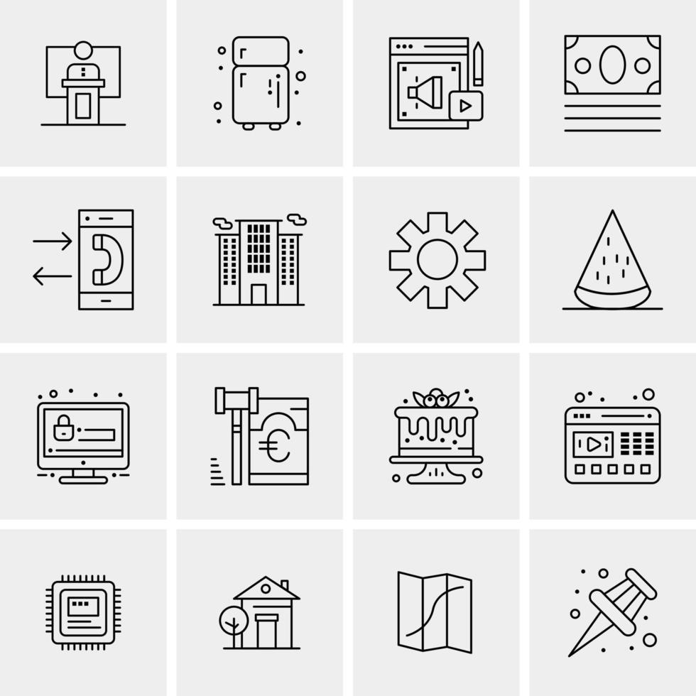 16 iconos de negocios universales vector ilustración de icono creativo para usar en proyectos relacionados con la web y dispositivos móviles