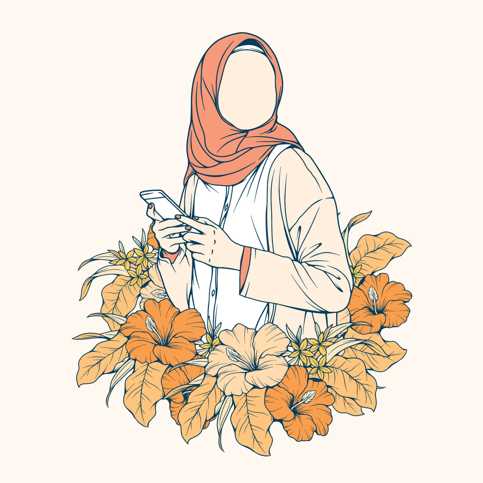 Stylish and trendy moslem woman in hijab fashion vector illustration line  art isolated for boutique fashion 15326104 Vector Art at Vecteezy