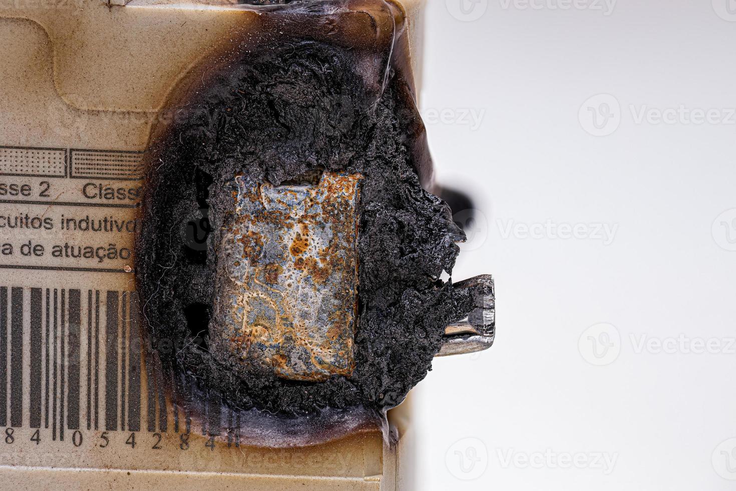 burnt electrical circuit breaker photo