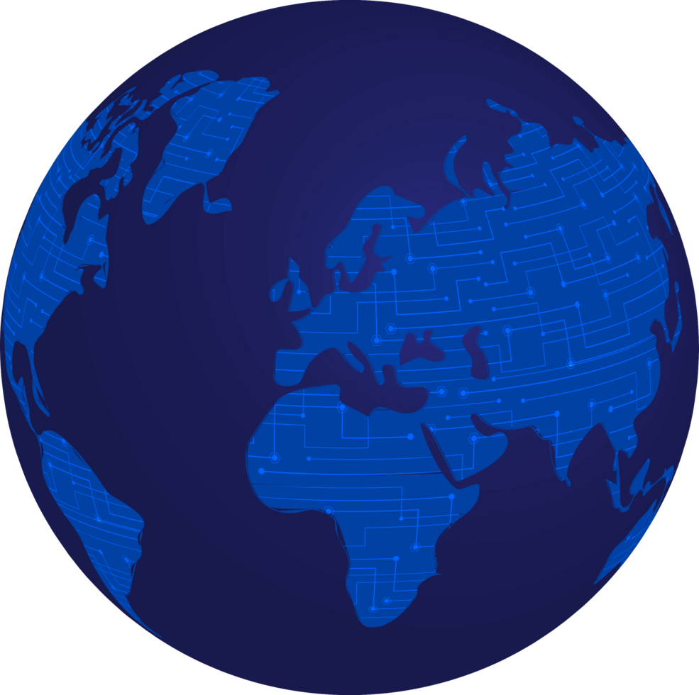 Modern Technology Wold Map Globe Crop-out png