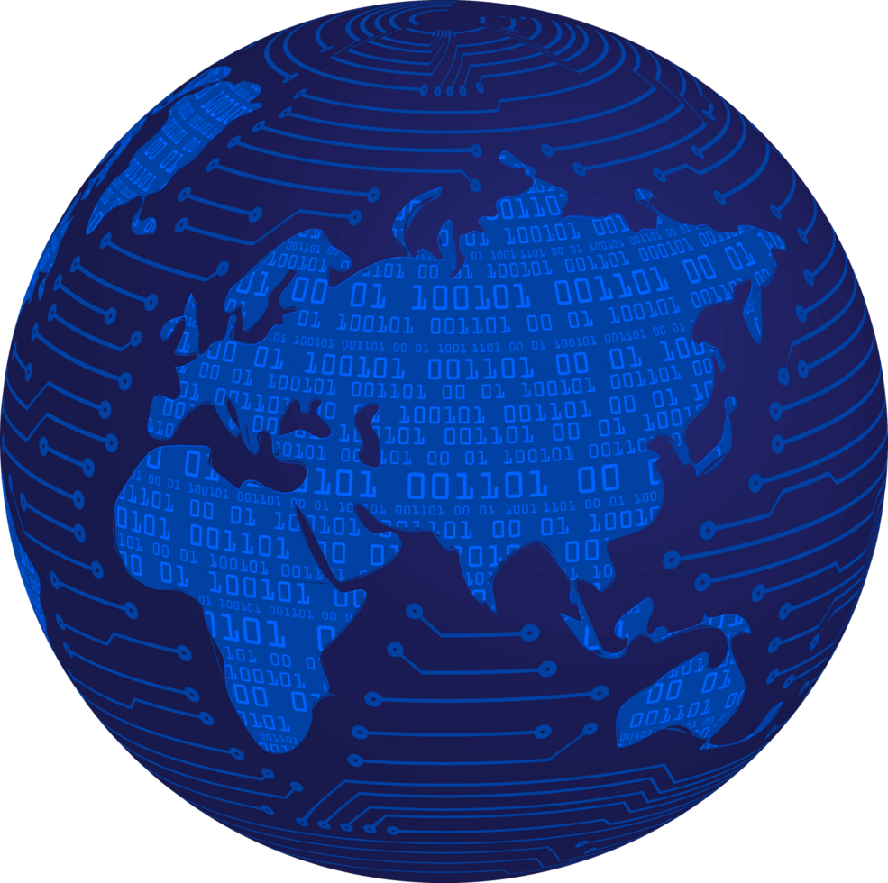 Modern Technology Wold Map Globe Crop-out png