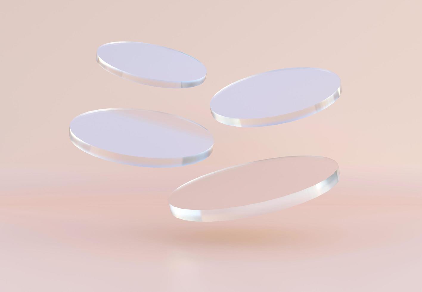 Transparent cylinder podiums in pastel background. Stand to show products. Stage showcase with copy space. Pedestal display. Banner size. Website cover template. 3D rendering. photo