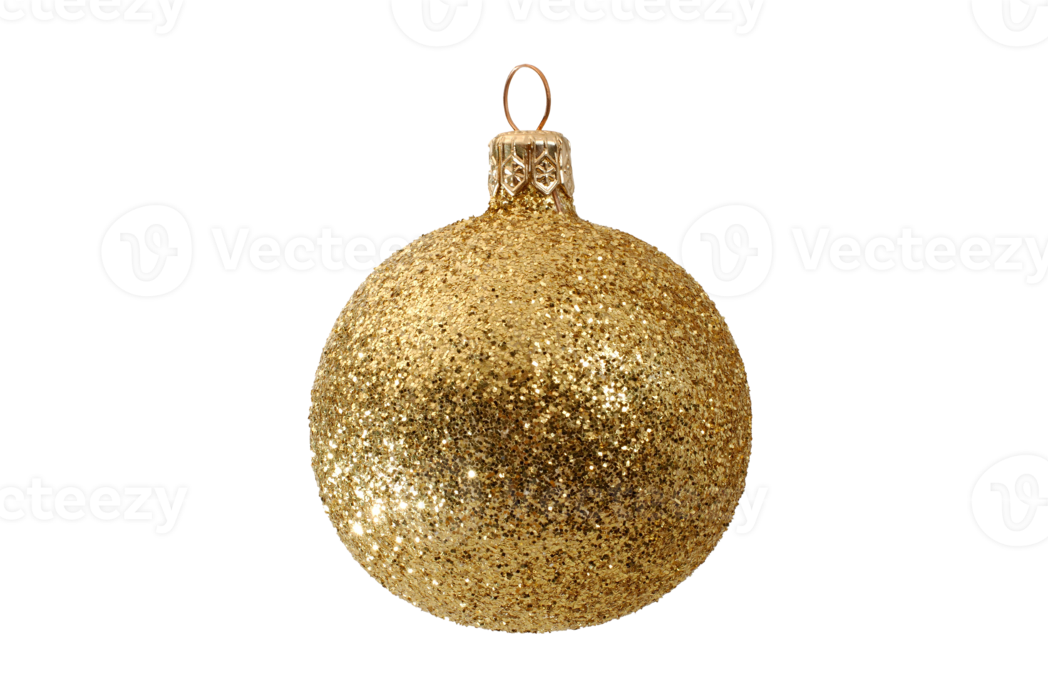 Gold Christmas ball decor isolated on a transparent background png