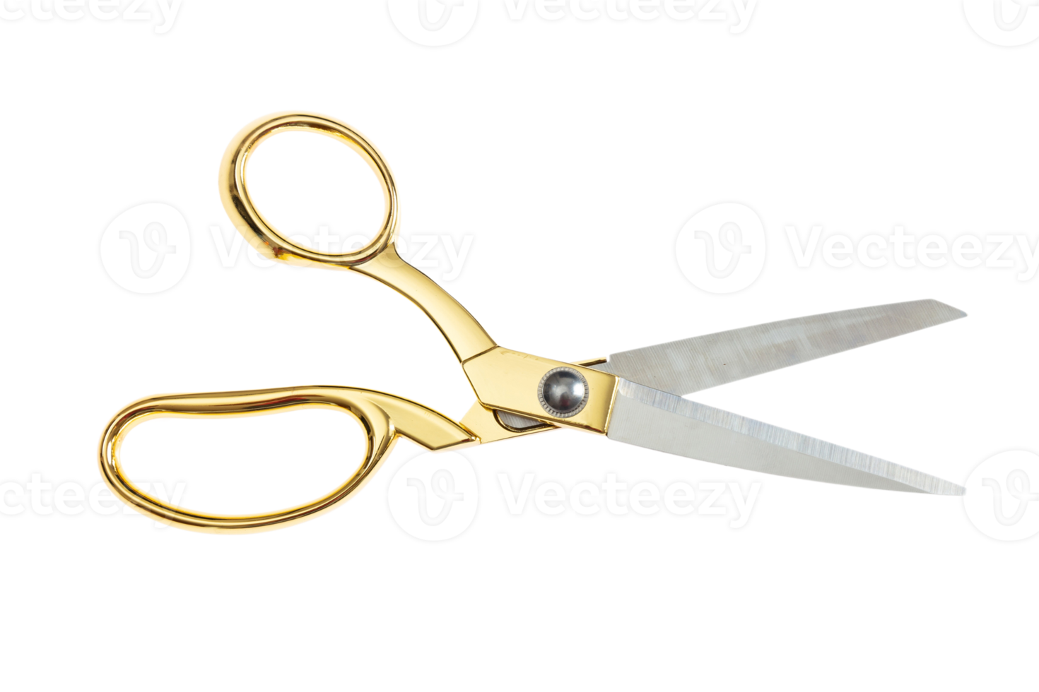 Gold scissors isolated on a transparent background png