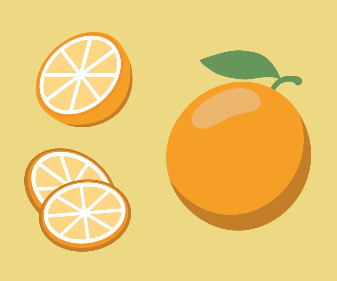 Ilustración de vector de dibujos animados de fruta de rodajas de naranja fresca aislado