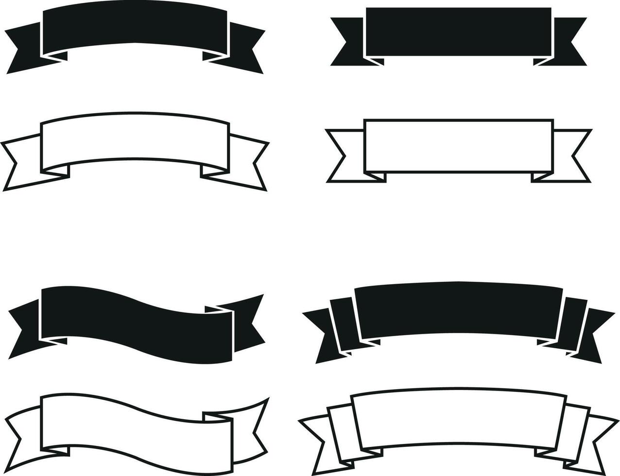 black and white ribbon set vector