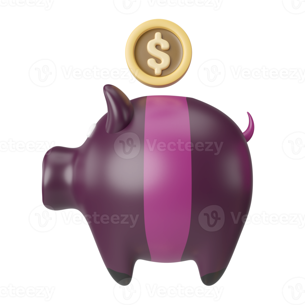 Piggy Bank 3D Illustration Icon png
