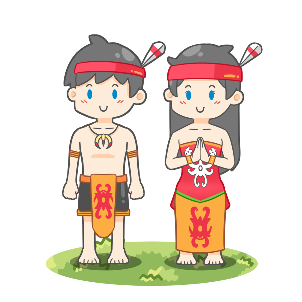 lindo niño y niña dayak png